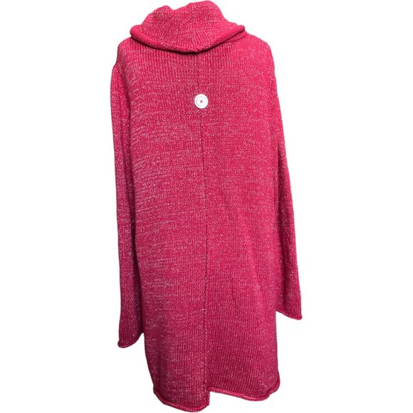 Soft Surroundings Mixed Button Crystal Rhinestone Shimmery Red Tunic Sweater L - Picture 2 of 11